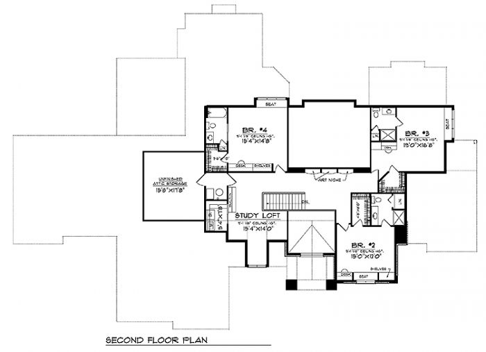 Floor Plan Second Story of Ranch Plan #101-1229