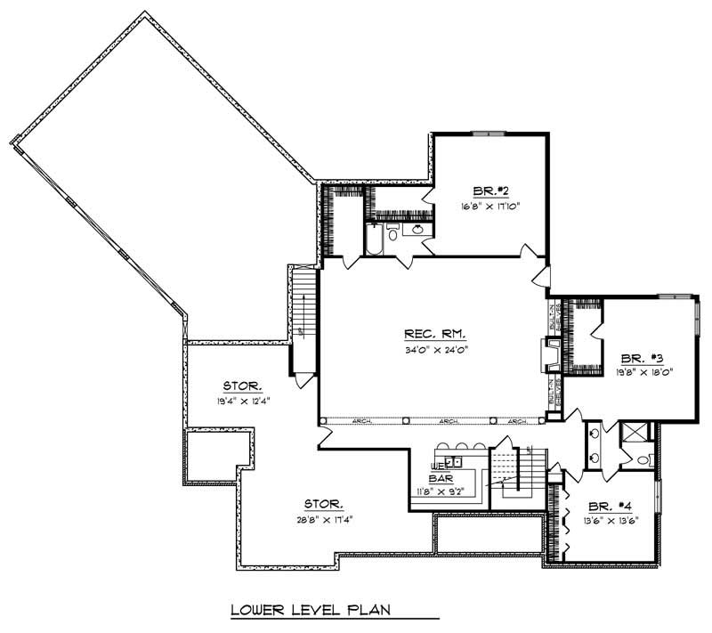 Floor Plan Second Story of Ranch Plan #101-1230