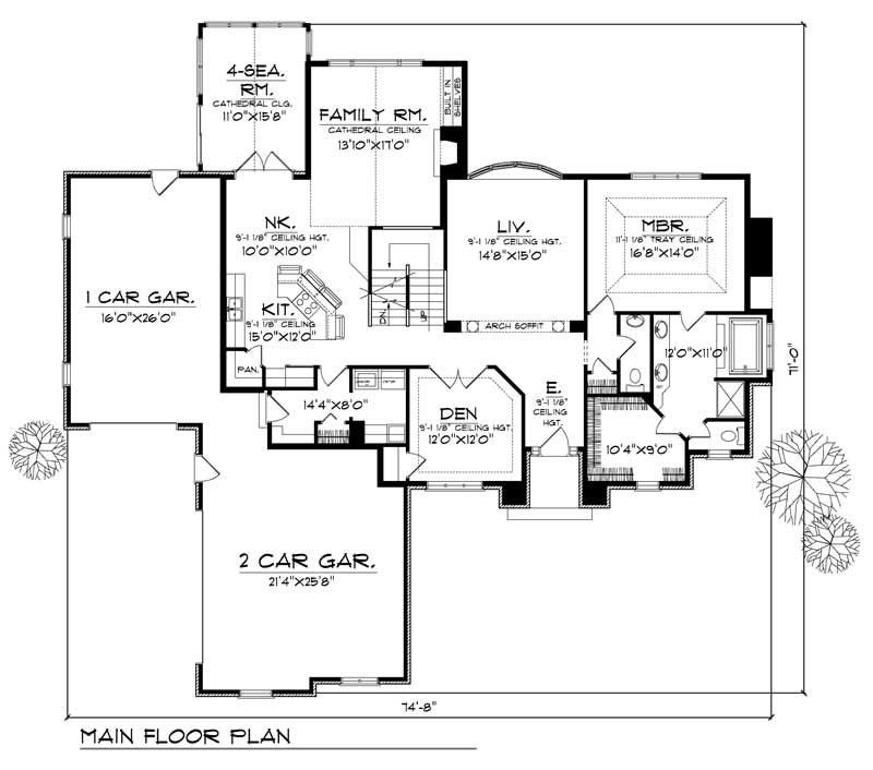 Floor Plan First Story of Craftsman Plan #101-1231