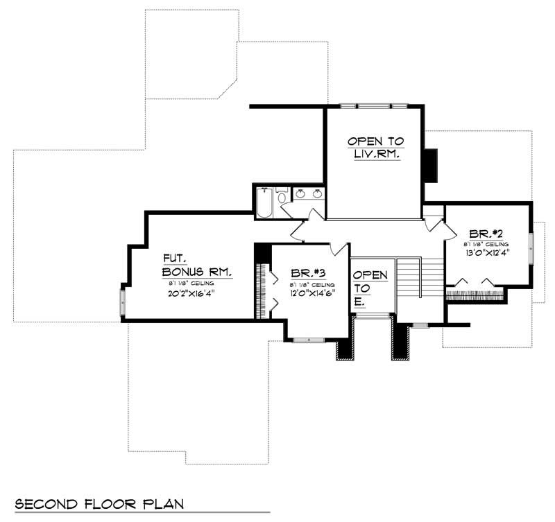 Floor Plan Second Story of Country Plan #101-1234