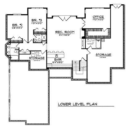 Floor Plan Basement of Ranch Plan #101-1235