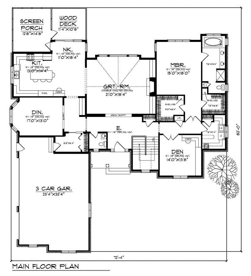 Floor Plan First Story of Ranch Plan #101-1235