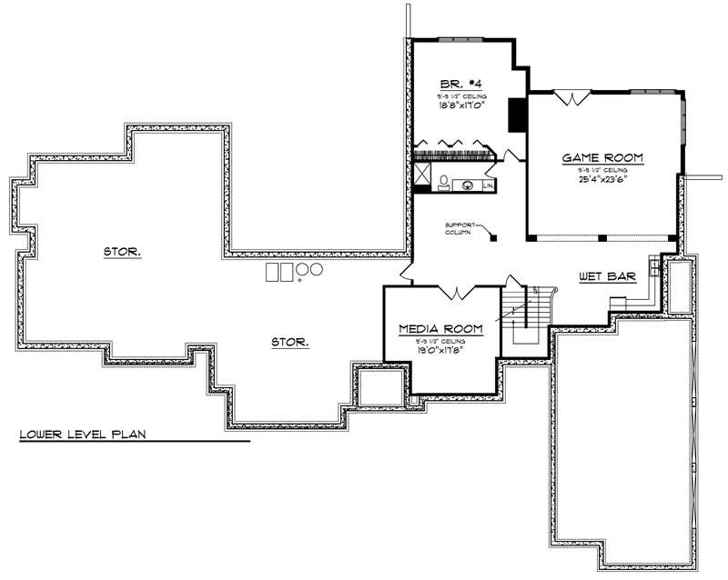 Floor Plan Basement of French Plan #101-1236