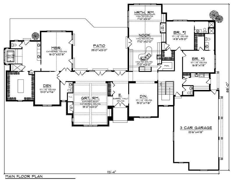 Floor Plan First Story of French Plan #101-1236