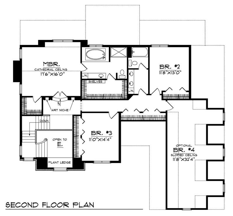 Floor Plan Second Story of Colonial Plan #101-1237