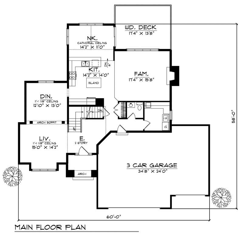Floor Plan First Story of Craftsman Plan #101-1239