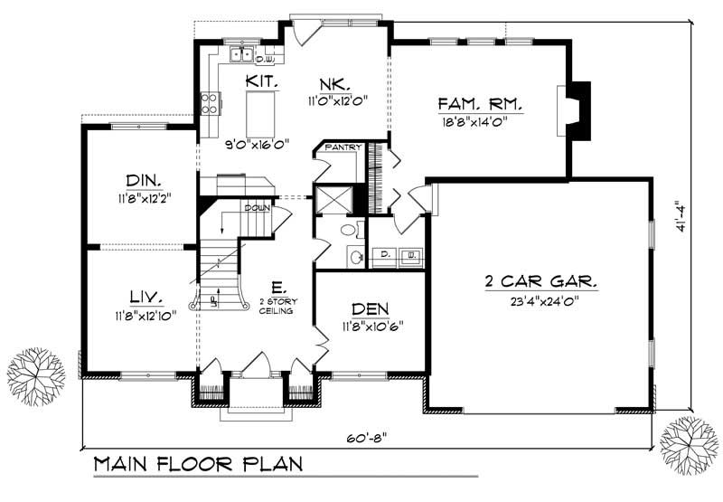 Floor Plan First Story of Colonial Plan #101-1242