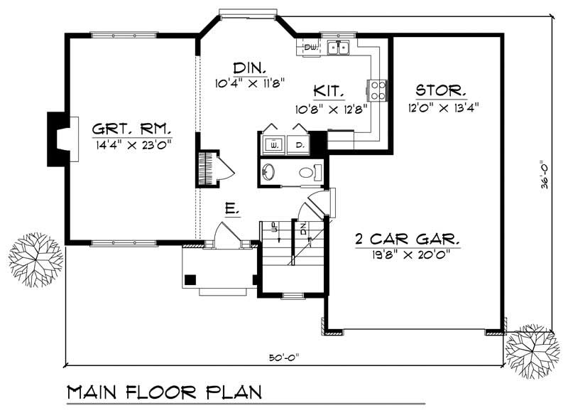 Floor Plan First Story of Craftsman Plan #101-1245