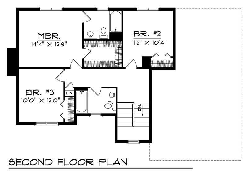 Floor Plan Second Story of Craftsman Plan #101-1245