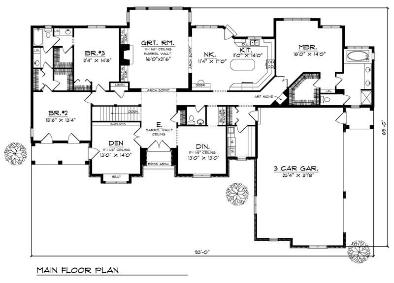 Floor Plan First Story of Craftsman Plan #101-1246