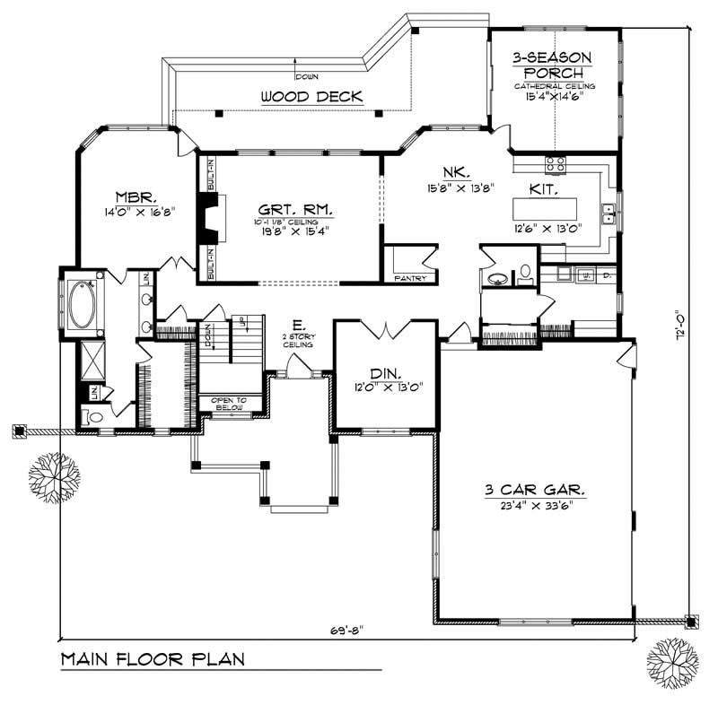 Floor Plan First Story of European Plan #101-1248