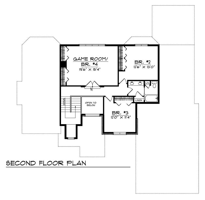 Floor Plan Second Story of European Plan #101-1248