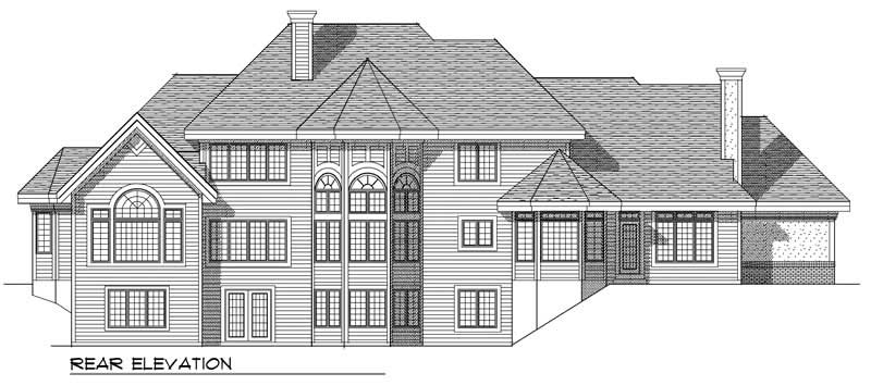 Home Plan Rear Elevation of this 4-Bedroom,4255 Sq Ft Plan -101-1249