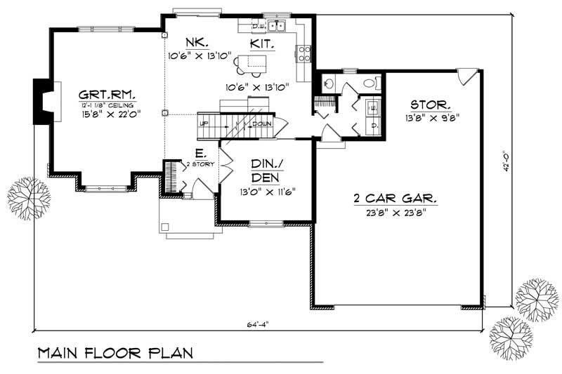 Floor Plan First Story of Craftsman Plan #101-1251