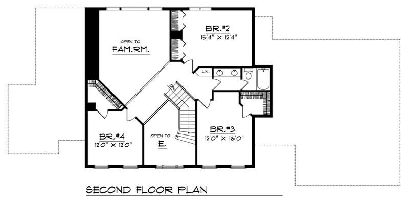 Floor Plan Second Story of Country Plan #101-1252