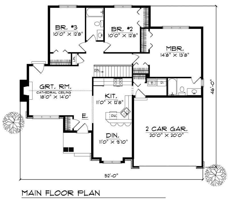 Floor Plan First Story of Ranch Plan #101-1259