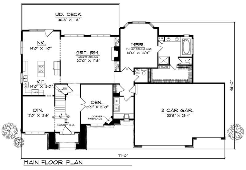 Floor Plan First Story of European Plan #101-1260