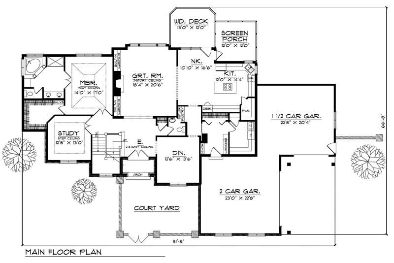 Floor Plan First Story of European Plan #101-1261