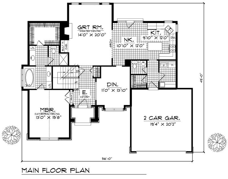 Floor Plan First Story of European Plan #101-1262