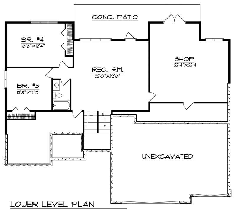 Floor Plan Basement of Country Plan #101-1266