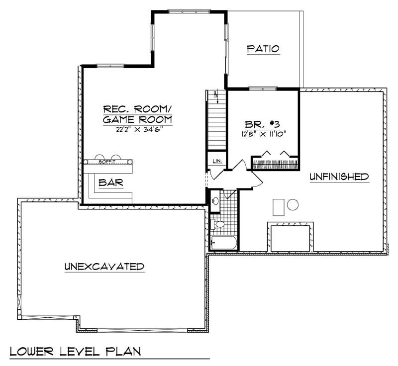 Floor Plan Basement of Craftsman Plan #101-1267