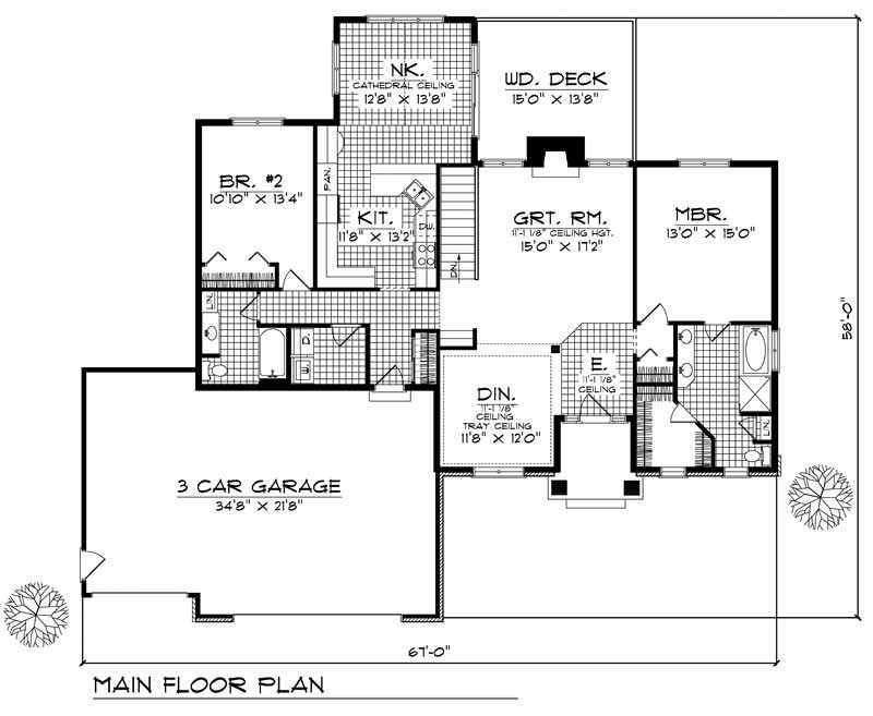 Floor Plan First Story of Craftsman Plan #101-1267