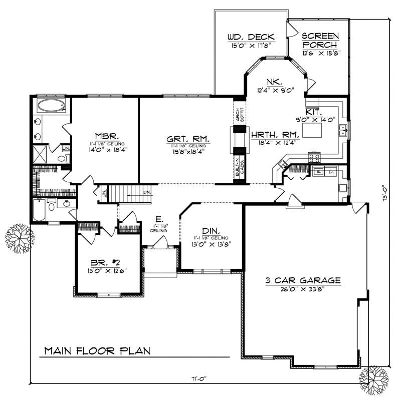 Floor Plan First Story of Craftsman Plan #101-1268