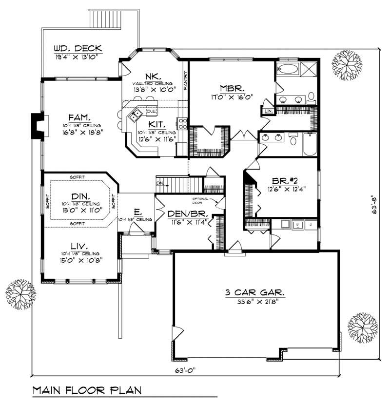 Floor Plan First Story of Country Plan #101-1270