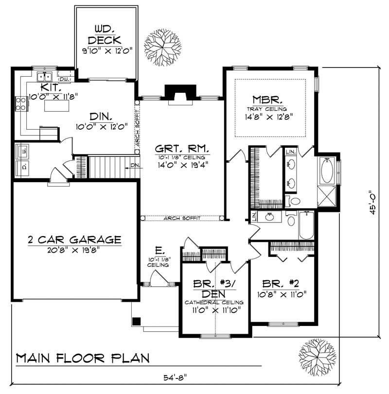 Floor Plan First Story of Ranch Plan #101-1271
