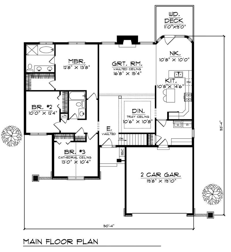 Floor Plan First Story of Ranch Plan #101-1272