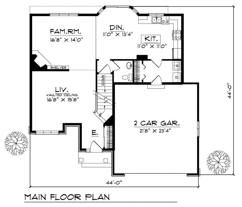 Floor Plan First Story of Ranch Plan #101-1274