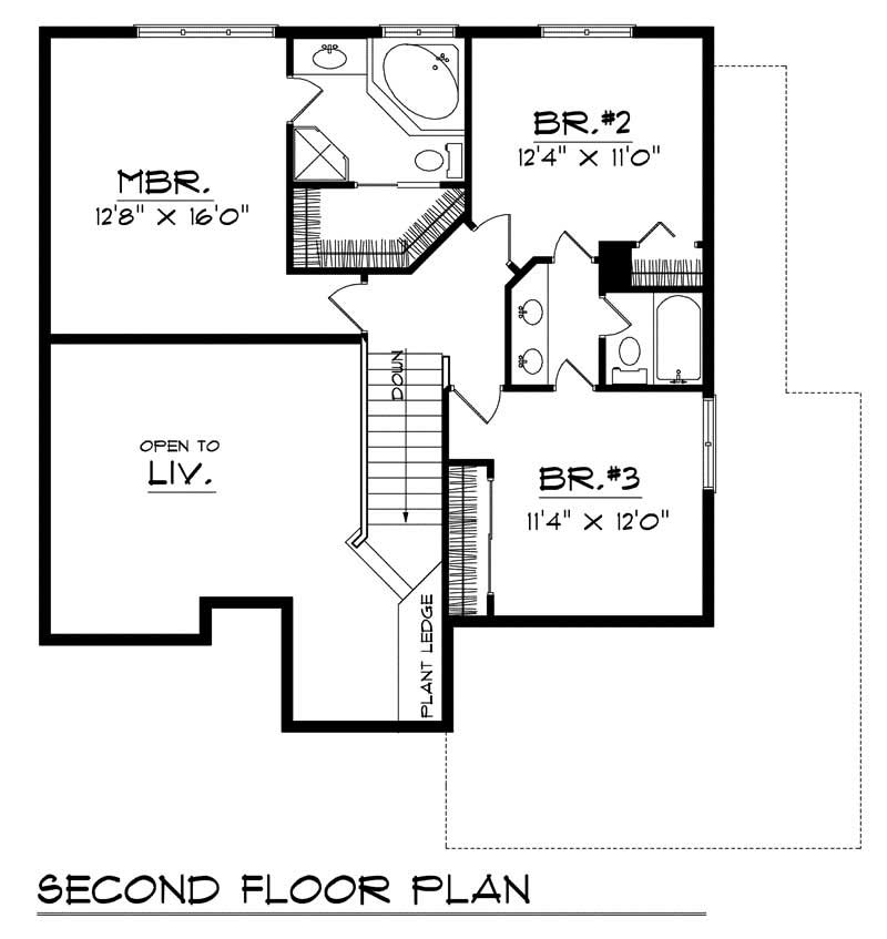 Floor Plan Second Story of Ranch Plan #101-1274