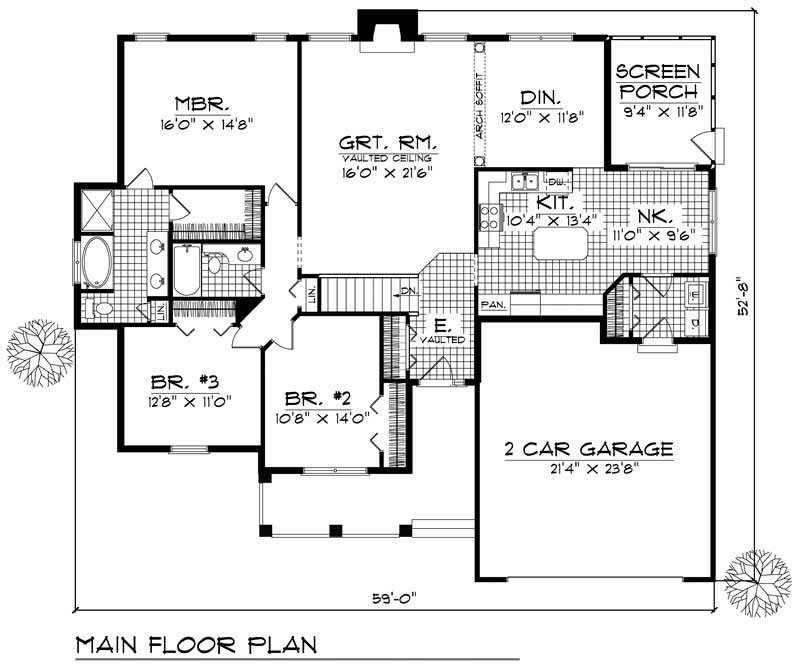 Floor Plan First Story of Ranch Plan #101-1275
