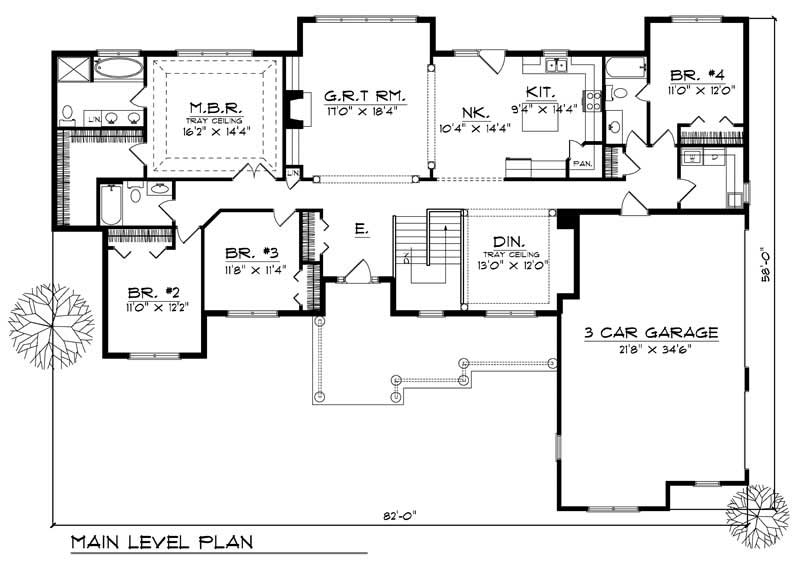 Floor Plan First Story of Ranch Plan #101-1276