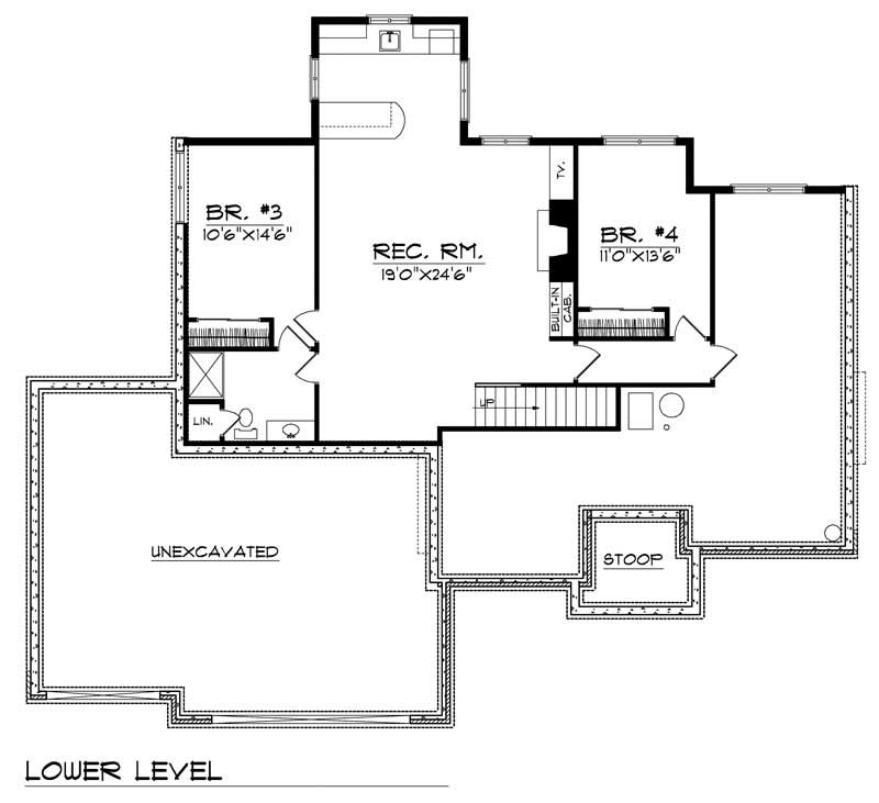 Floor Plan Basement of Country Plan #101-1278