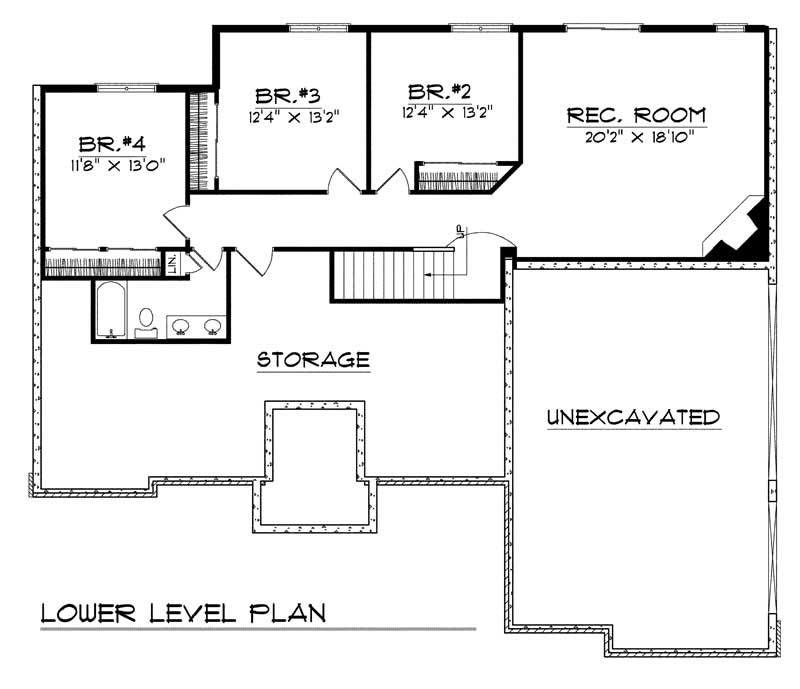 Floor Plan Basement of Country Plan #101-1283
