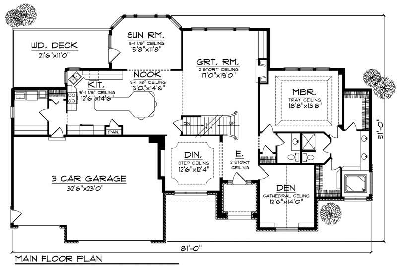Floor Plan First Story of French Plan #101-1284