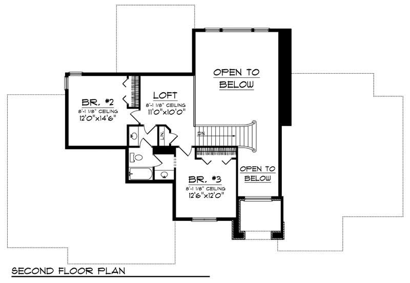 Floor Plan Second Story of French Plan #101-1284