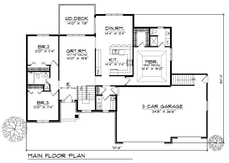 Floor Plan First Story of Ranch Plan #101-1285
