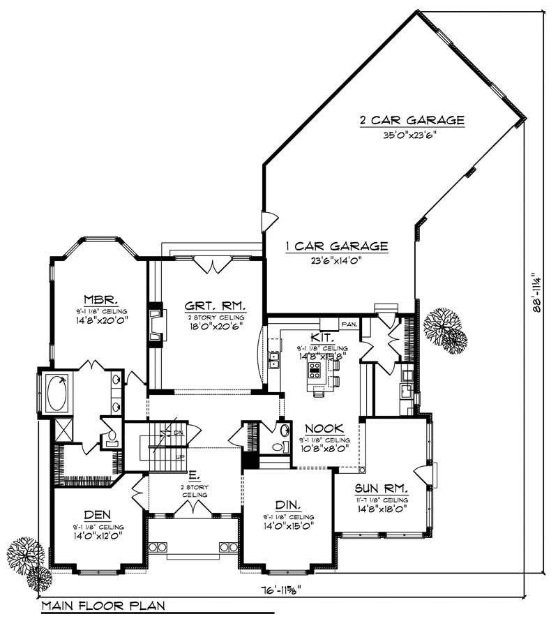Floor Plan First Story of European Plan #101-1286
