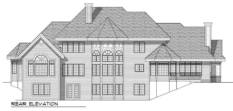Home Plan Rear Elevation of this 4-Bedroom,3600 Sq Ft Plan -101-1289