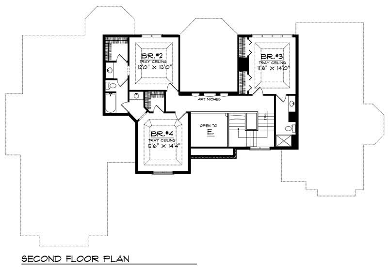 Floor Plan Second Story of Luxury Plan #101-1289