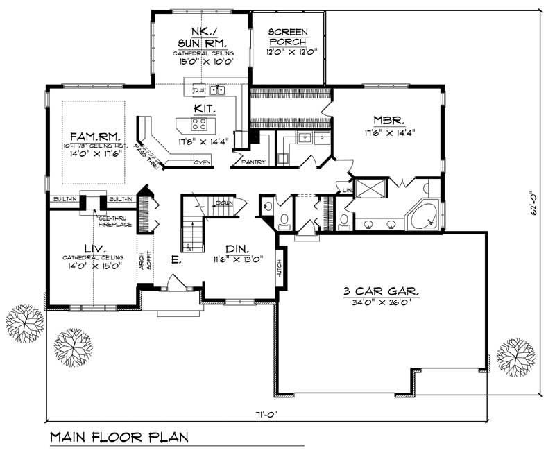Floor Plan First Story of Country Plan #101-1290