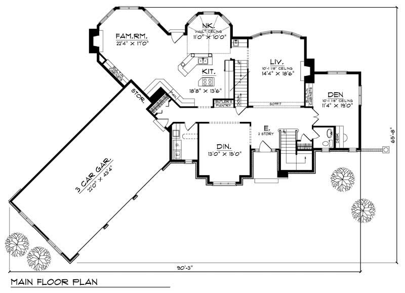 Floor Plan First Story of European Plan #101-1291