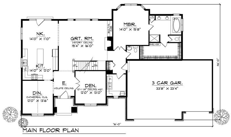 Floor Plan First Story of Cape Cod Plan #101-1297