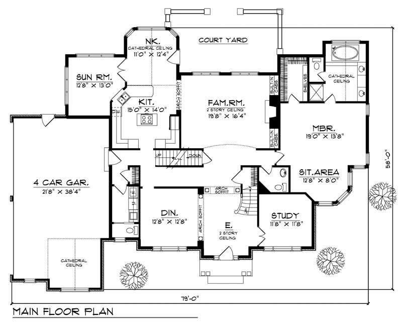 Floor Plan First Story of European Plan #101-1298