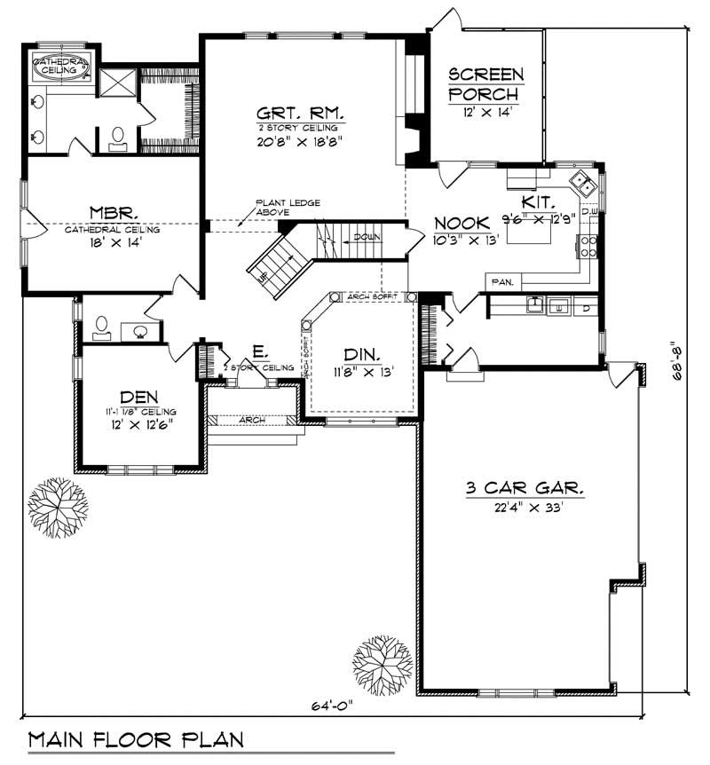 Floor Plan First Story of European Plan #101-1300
