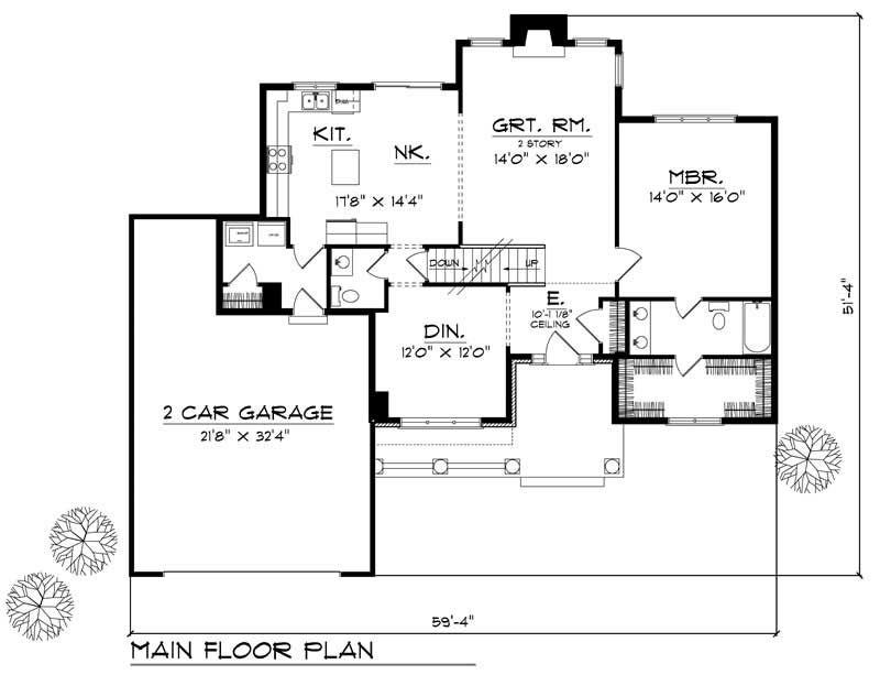 Floor Plan First Story of Country Plan #101-1303