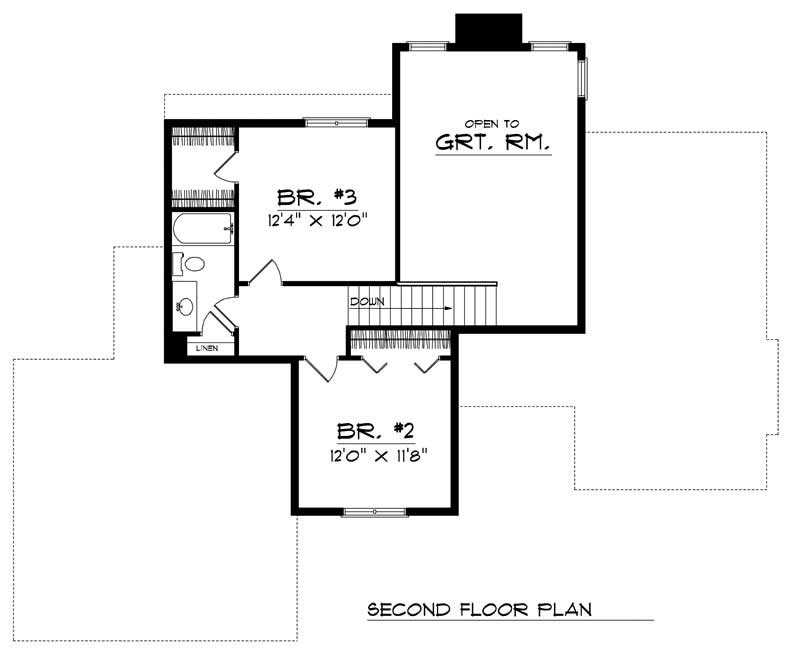 Floor Plan Second Story of Country Plan #101-1303