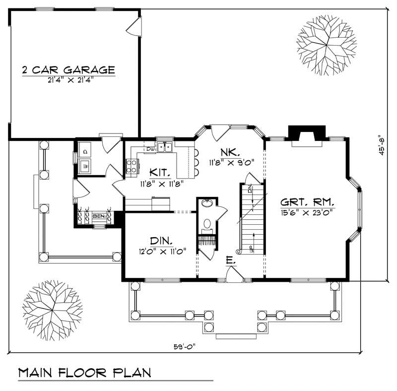 Floor Plan First Story of Country Plan #101-1304